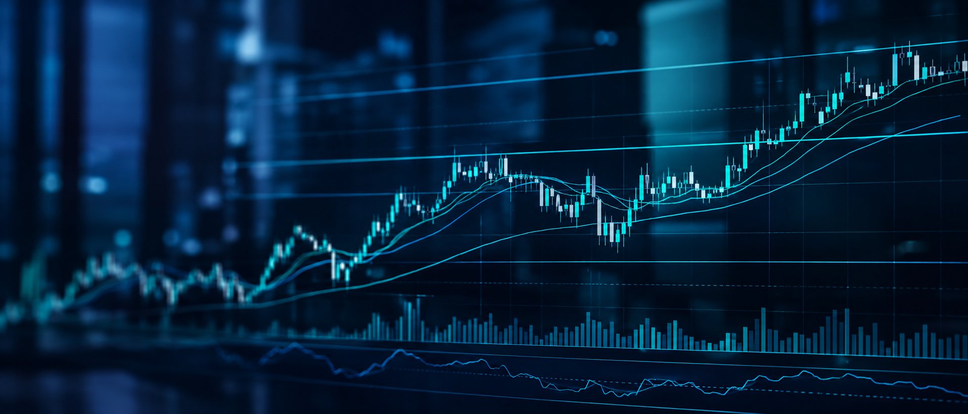 Transparent chart with trend lines support and resistance levels and moving averages